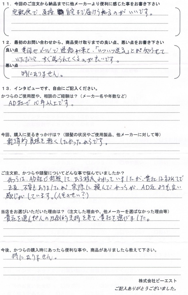 新潟県60代（かつら年間契約、大手10年）