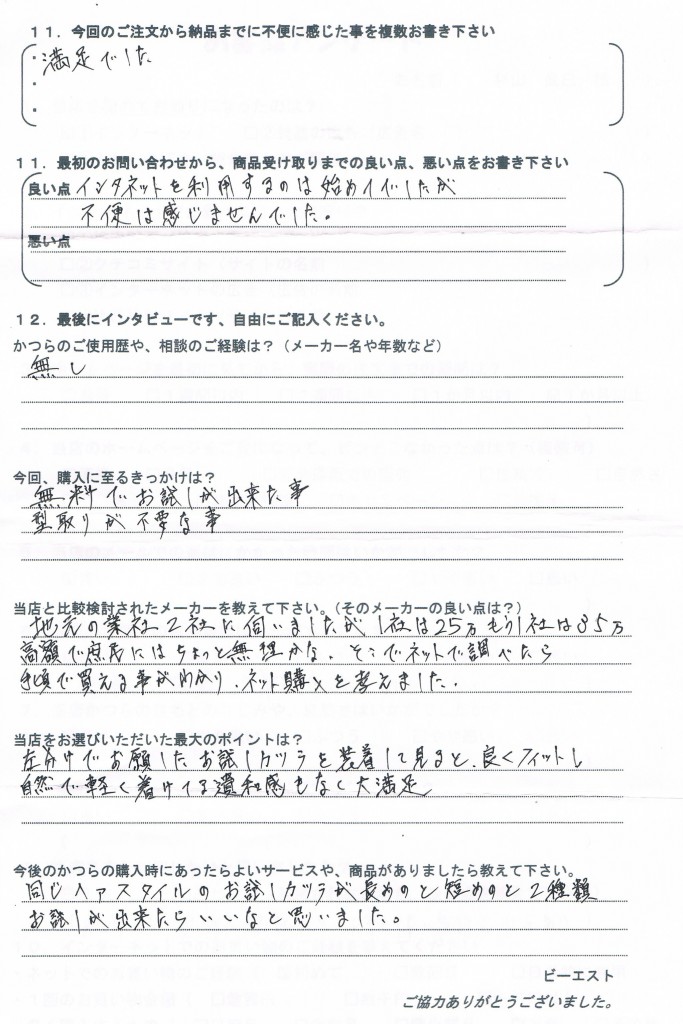 静岡県50代（かつら初めて、見積35万）