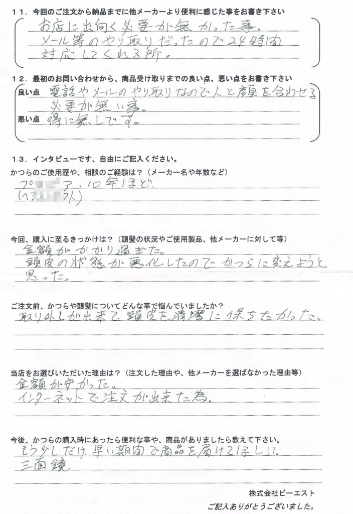 千葉県30代（かつら10年、全頭かつら）