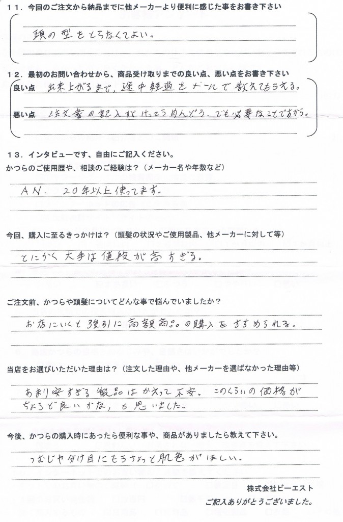 愛知県50代（かつら大手20年、値段高すぎる）