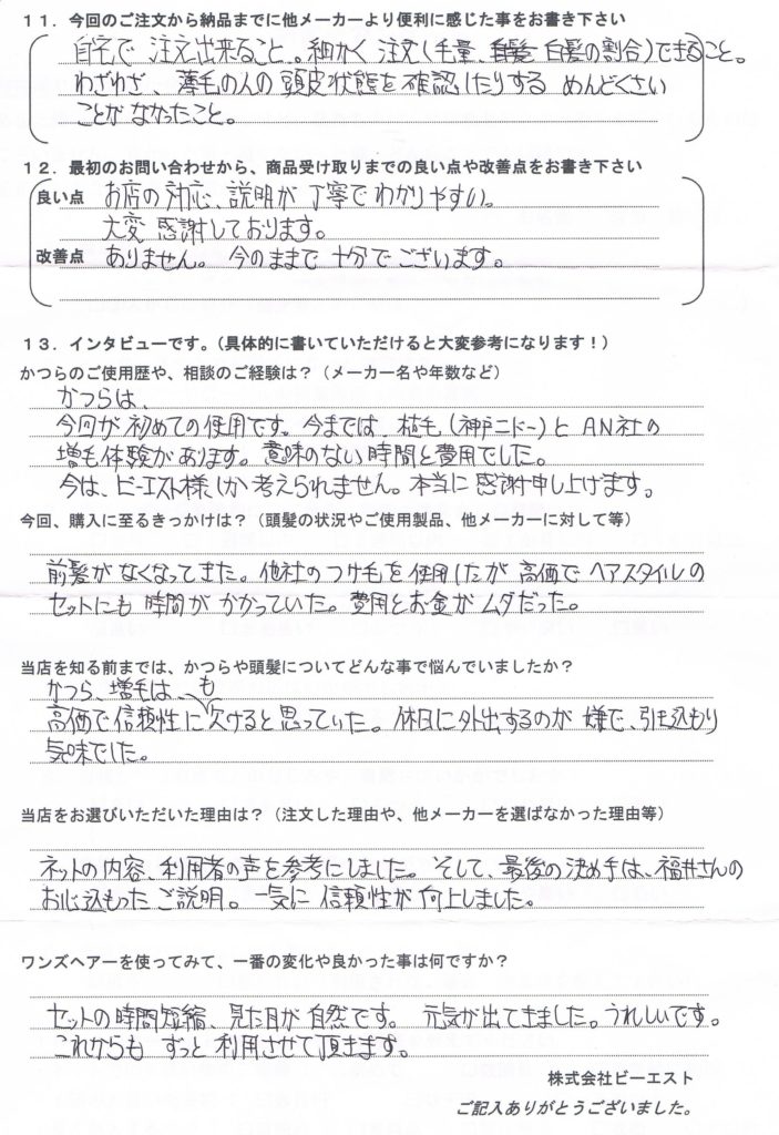 引きこもり気味がかつらで元気に！（愛媛県）