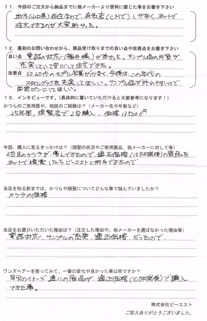 かつらを適正価格で探す