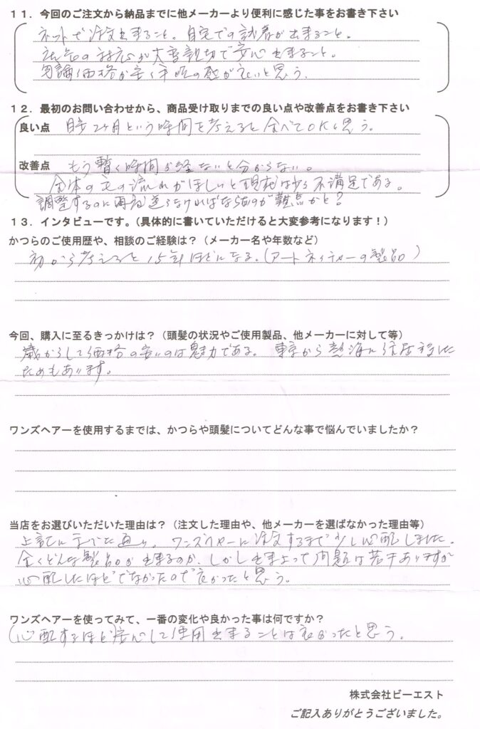 80代 ほぼ真っ白のかつら（静岡県）